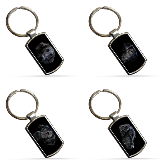 Flat Coated Retriever Metal Rectangle Keyring