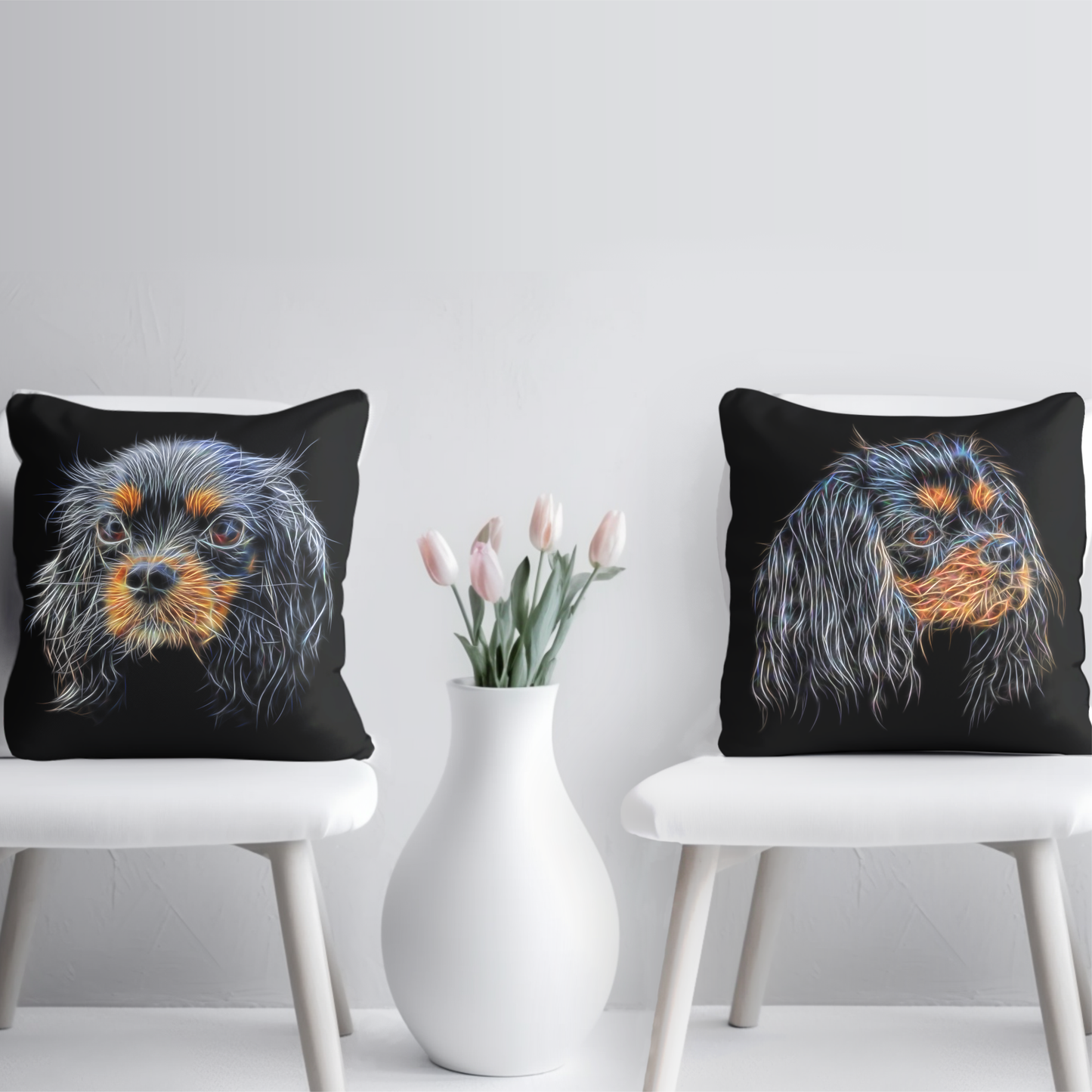 Black and Tan King Charles Spaniel Cushion with Pillow Insert