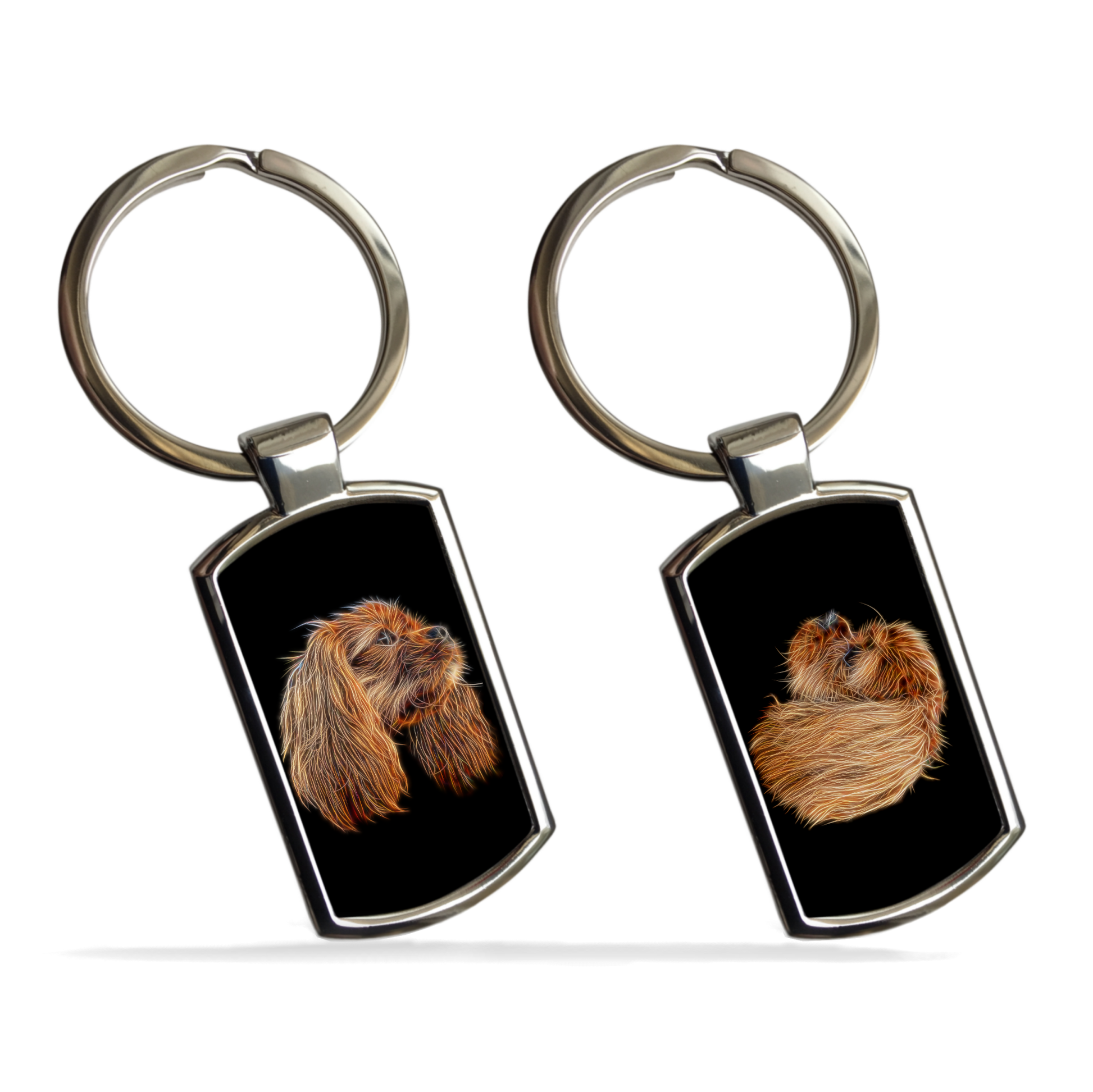 Ruby King Charles Spaniel Metal Rectangle Keyring