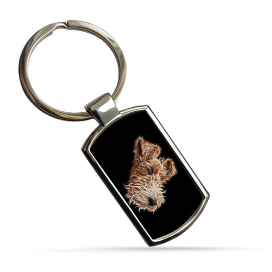 Fox Terrier Metal Rectangle Keyring