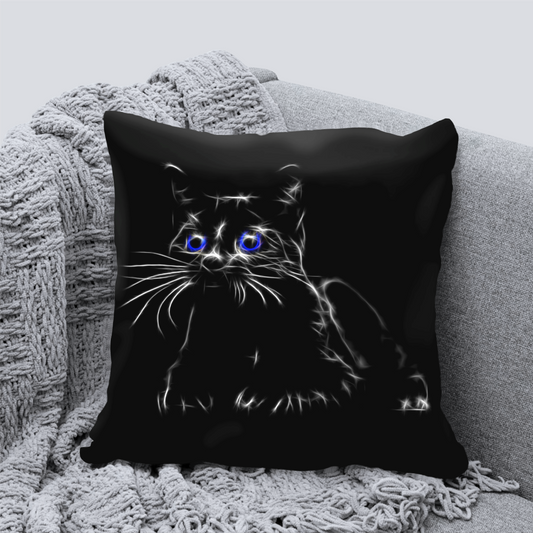 Cat Cushion with Fractal Art Design. Includes Pillow Insert