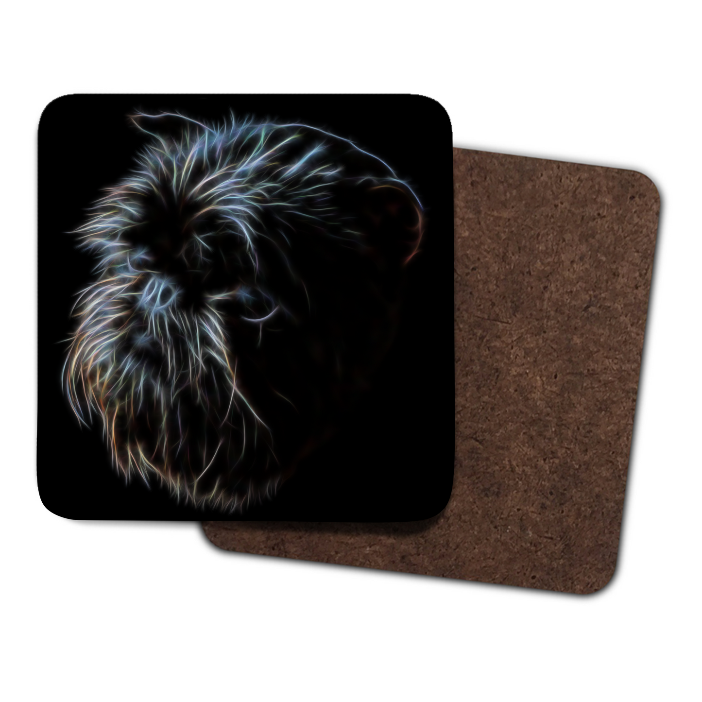 Affenpinscher Coasters with Fractal Art Design