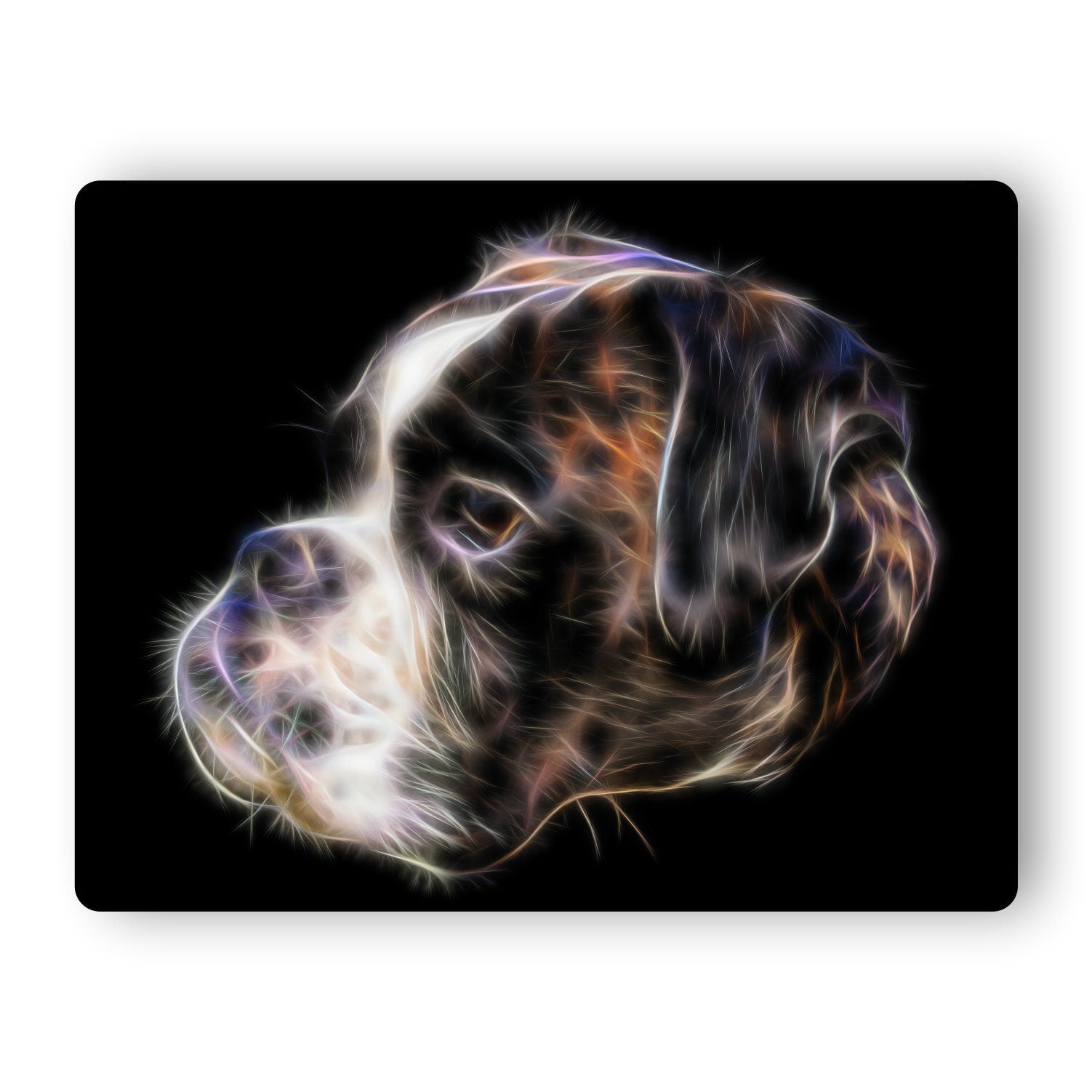 Boxer Dog Metal Wall Plaque with Stunning Fractal Art Design