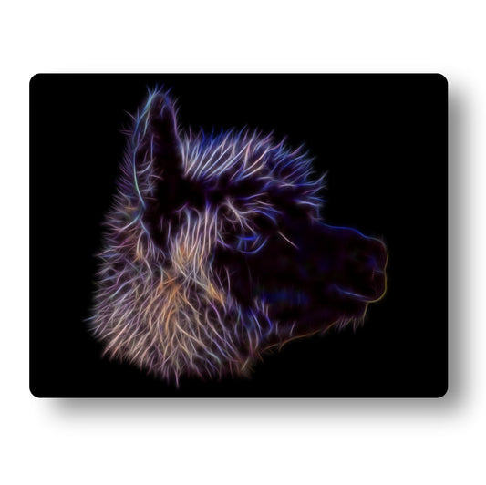 Black Alpaca Aluminium Metal Wall Plaque with Stunning Fractal Art Design.