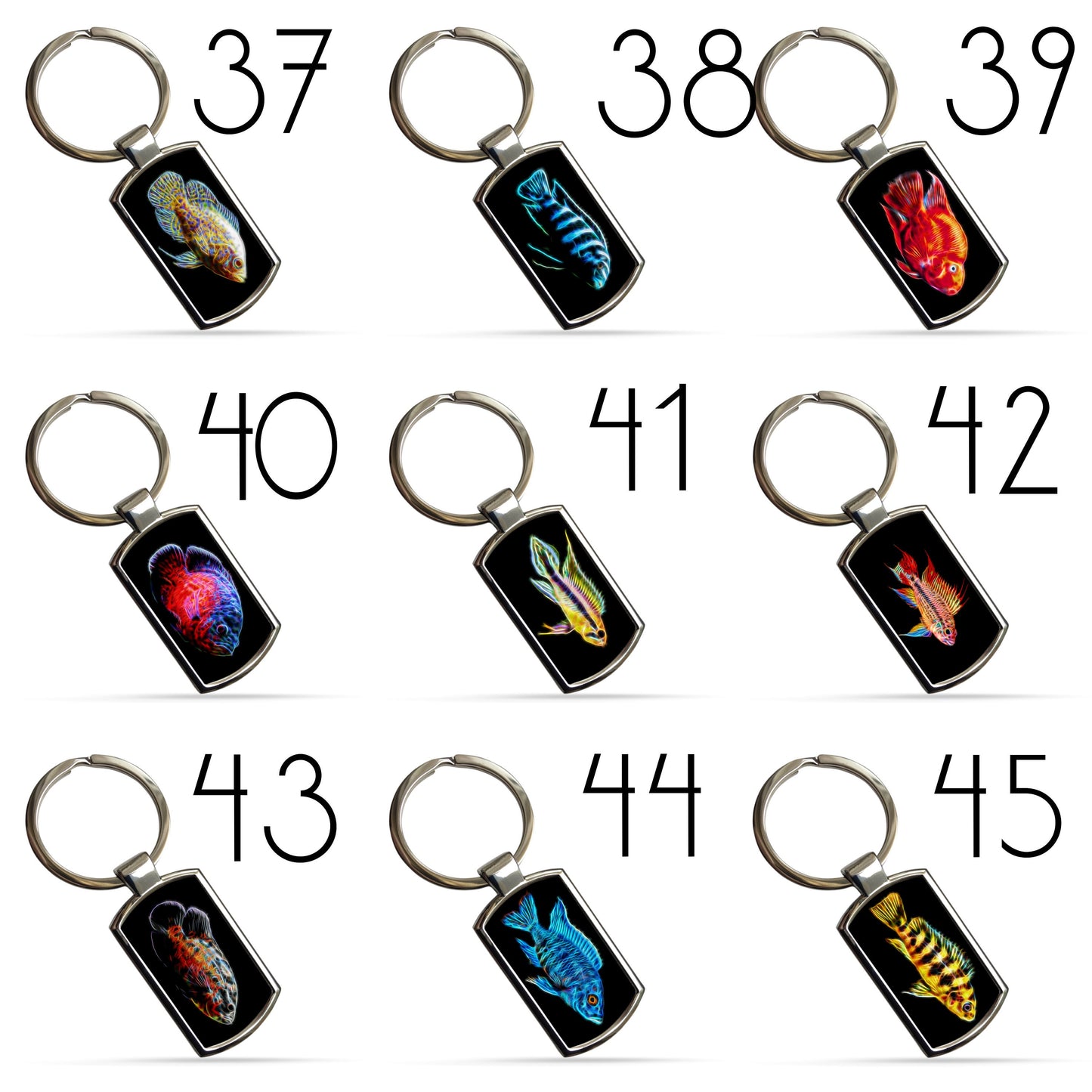 Fish Keychain / Keyring / Bagtag including Betta, Cichlid, Guppy, Discus, Angel. A Perfect Gift for Aquatic Lover.