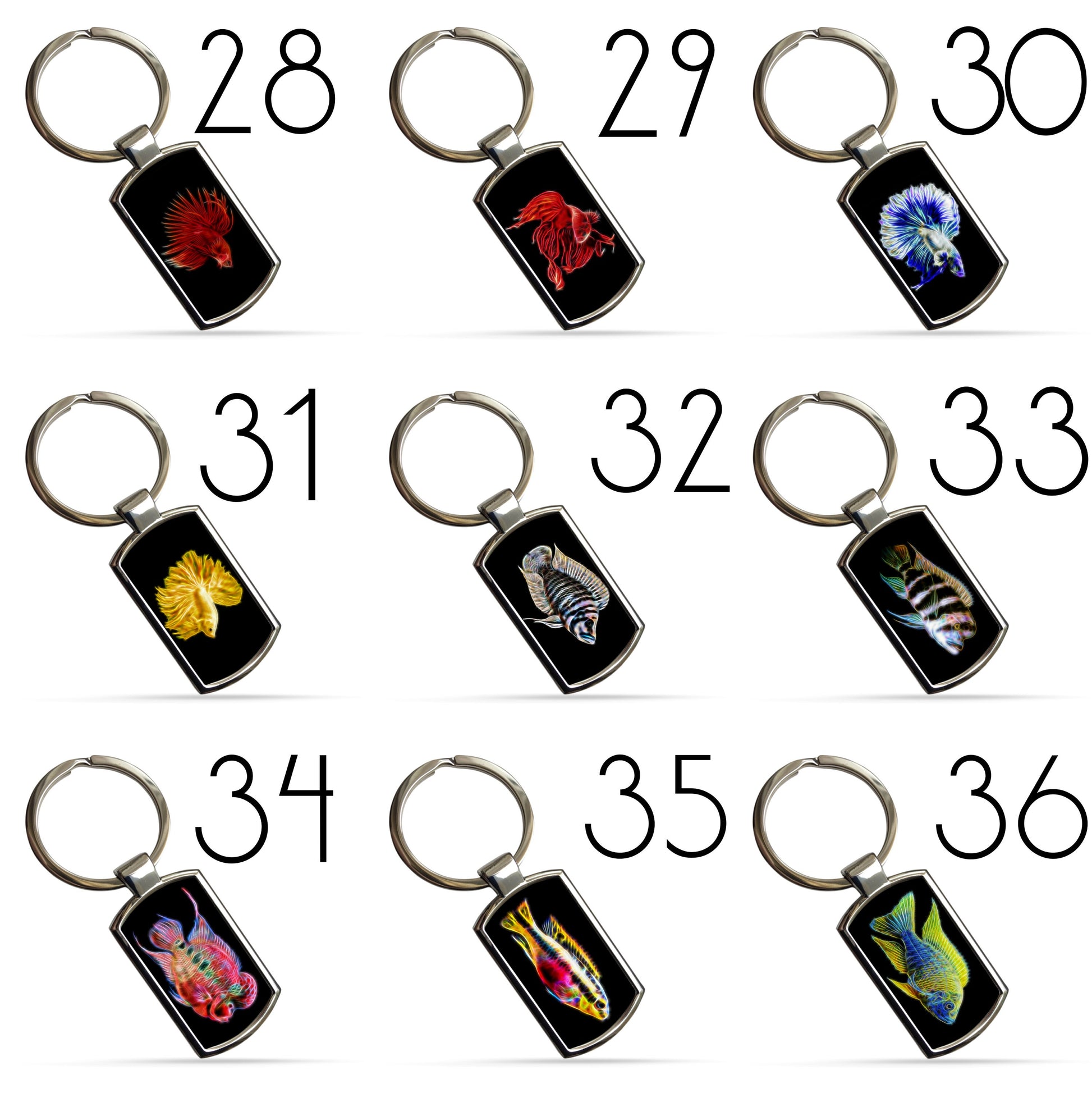 Fish Keychain / Keyring / Bagtag including Betta, Cichlid, Guppy, Discus, Angel. A Perfect Gift for Aquatic Lover.