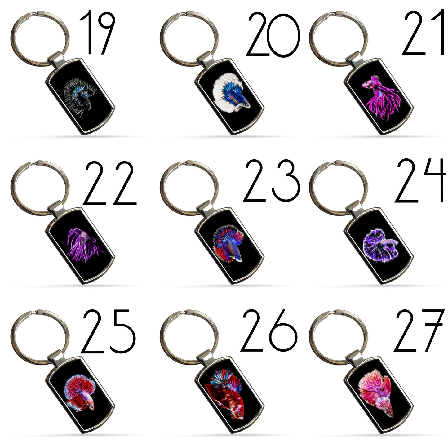 Fish Keychain / Keyring / Bagtag including Betta, Cichlid, Guppy, Discus, Angel. A Perfect Gift for Aquatic Lover.