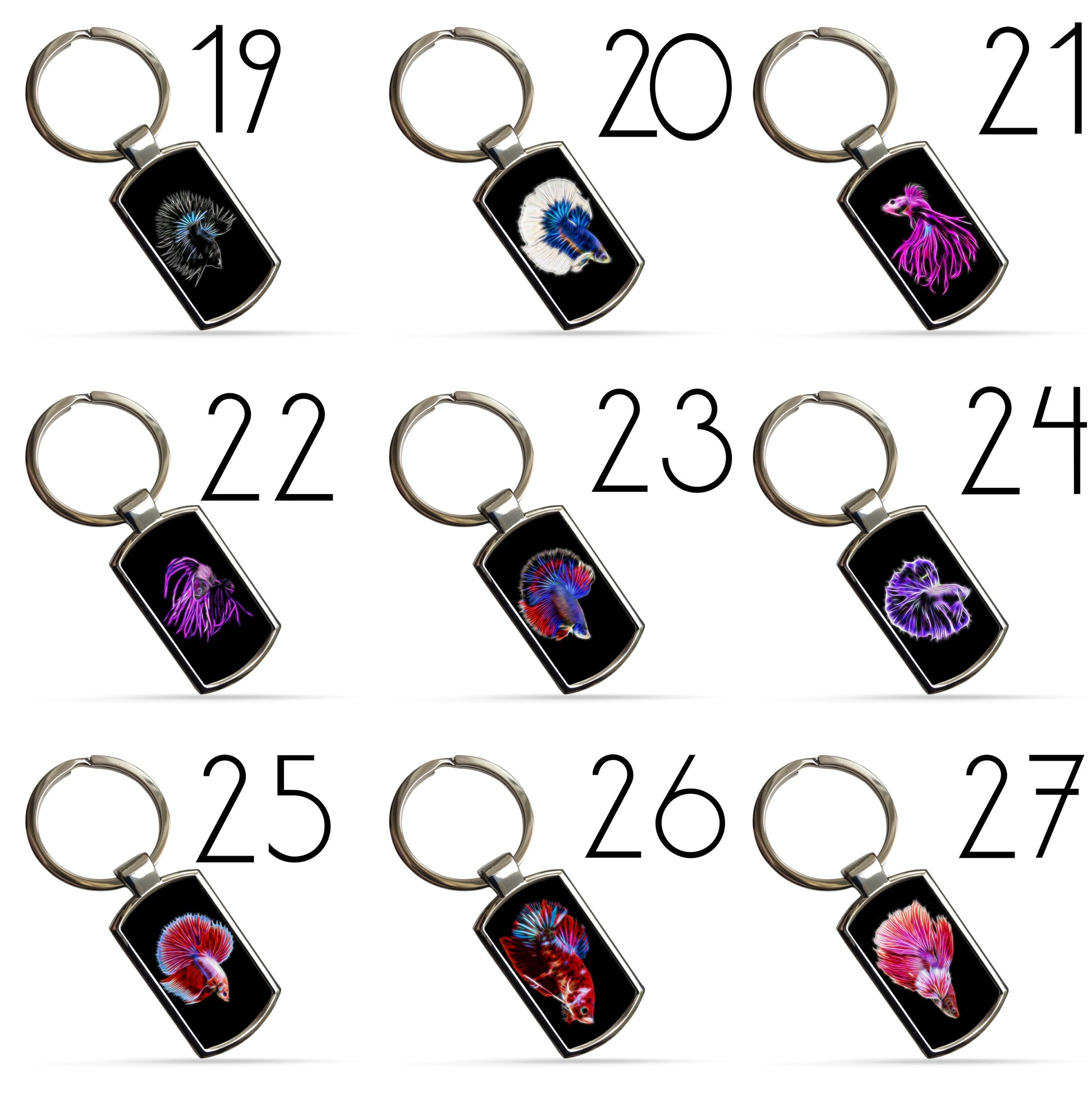 Fish Keychain / Keyring / Bagtag including Betta, Cichlid, Guppy, Discus, Angel. A Perfect Gift for Aquatic Lover.