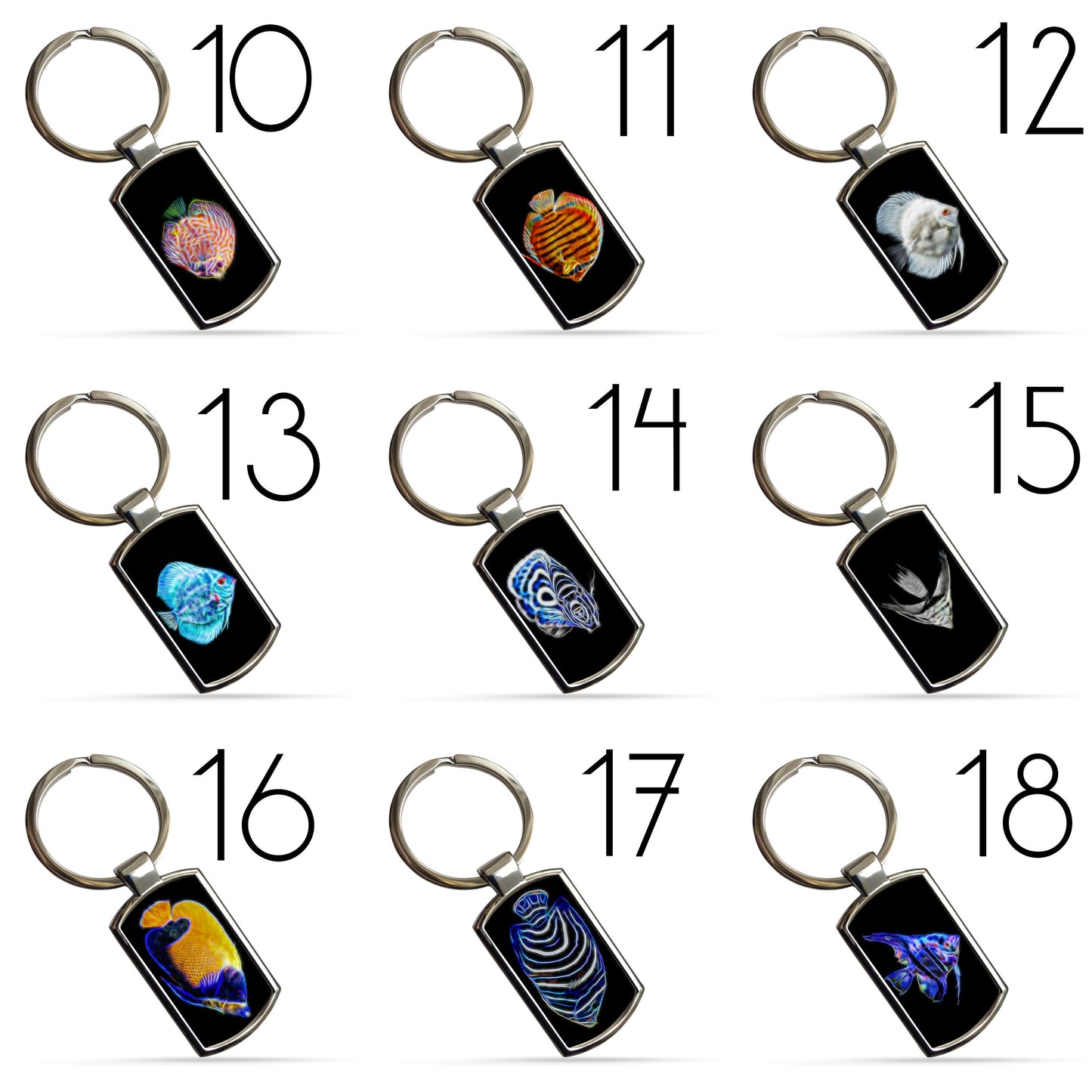 Fish Keychain / Keyring / Bagtag including Betta, Cichlid, Guppy, Discus, Angel. A Perfect Gift for Aquatic Lover.