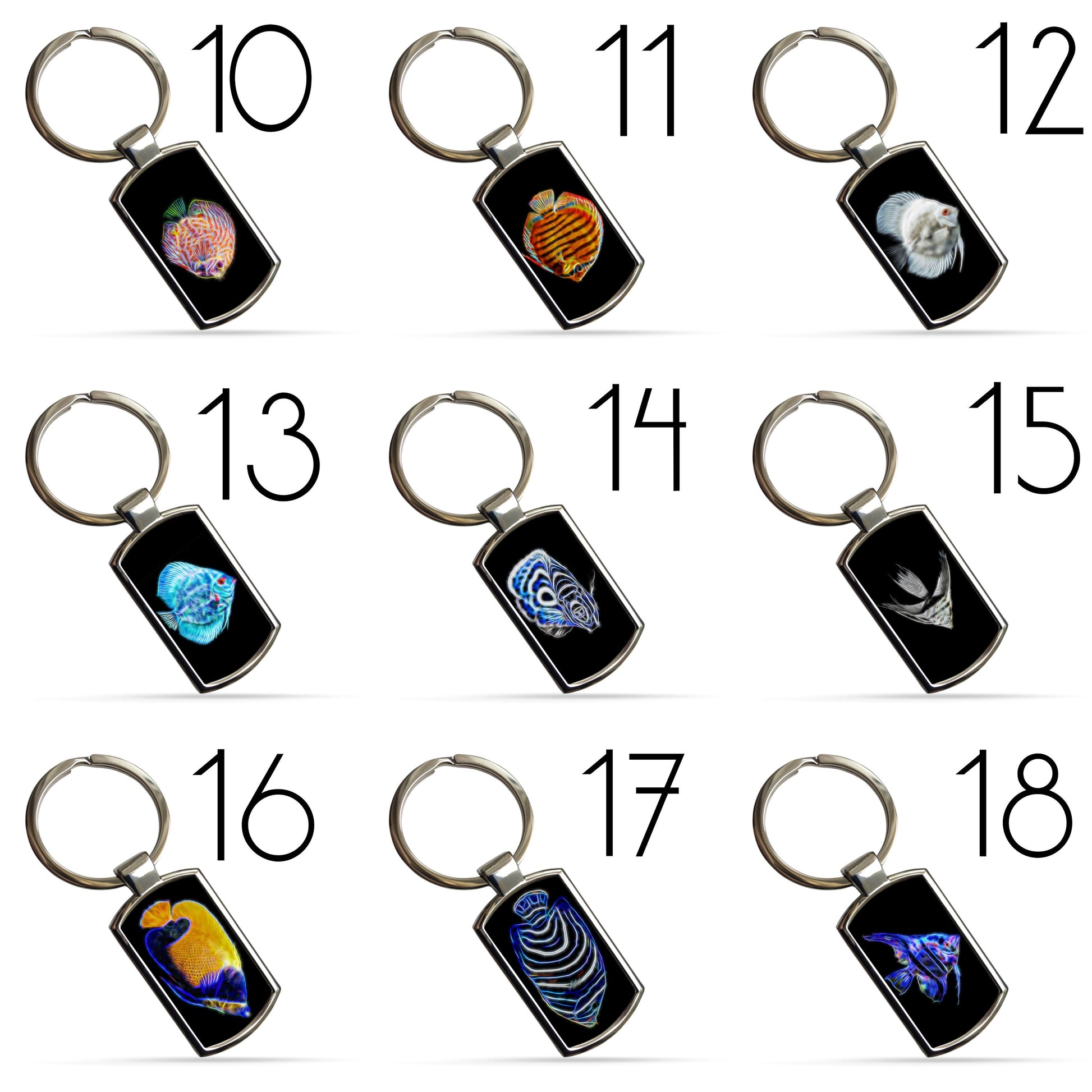 Fish Keychain / Keyring / Bagtag including Betta, Cichlid, Guppy, Discus, Angel. A Perfect Gift for Aquatic Lover.
