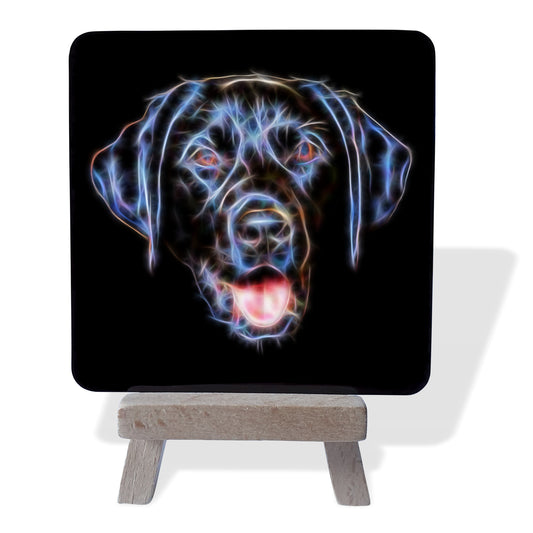 Labrador Dog Metal Plaque and Mini Easel with Stunning Fractal Art Design.