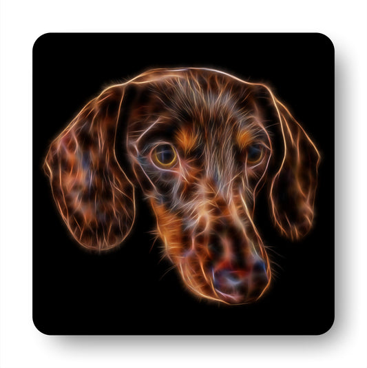 Chocolate Brown Dachshund Coasters, Set of 4, with Stunning Fractal Art Design.