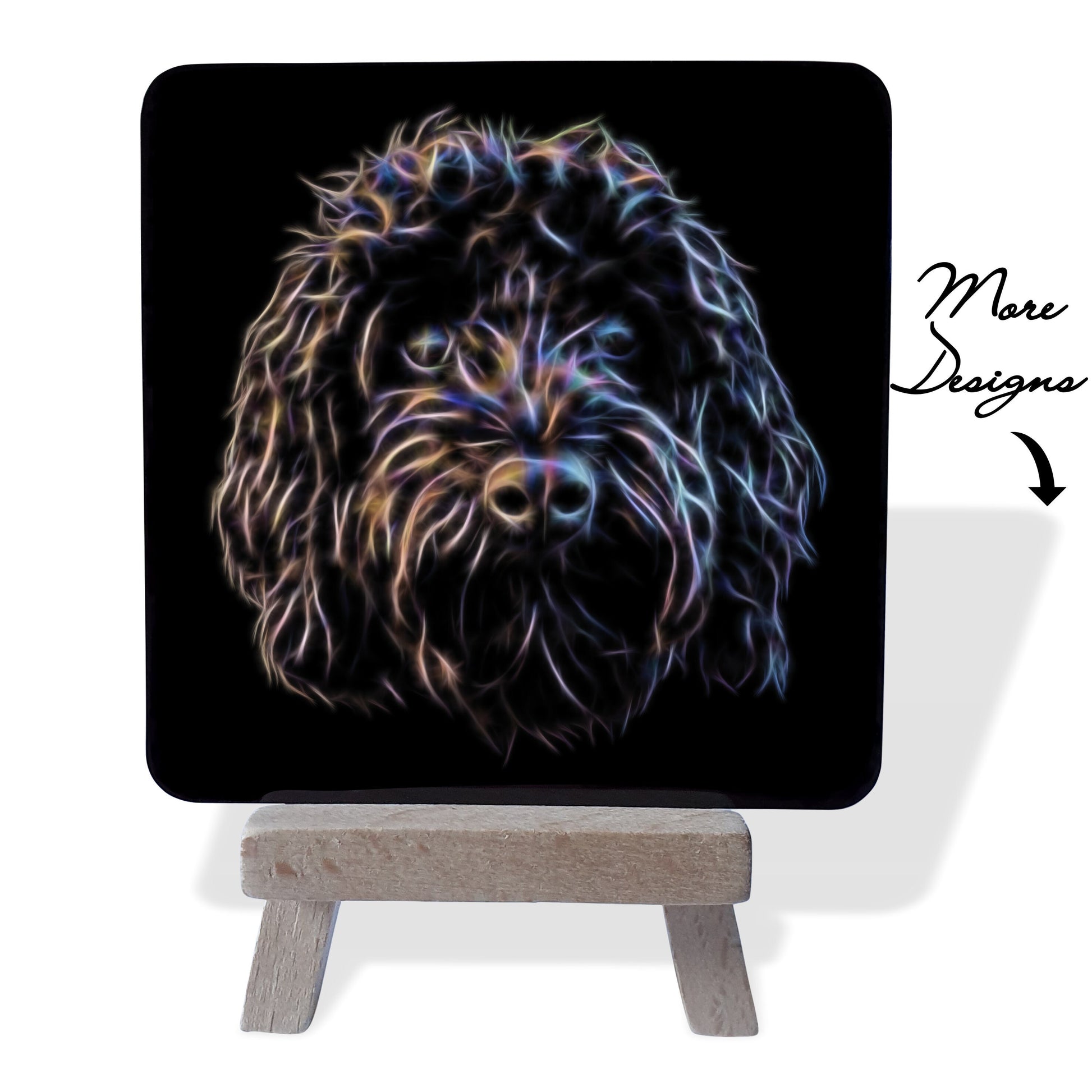 Cockapoo Metal Plaque and Mini Easel with Stunning Fractal Art Design.