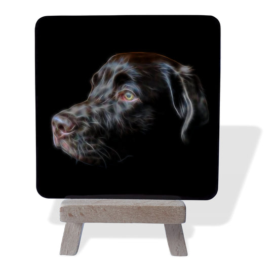 Labrador Dog Metal Plaque and Mini Easel with Stunning Fractal Art Design.