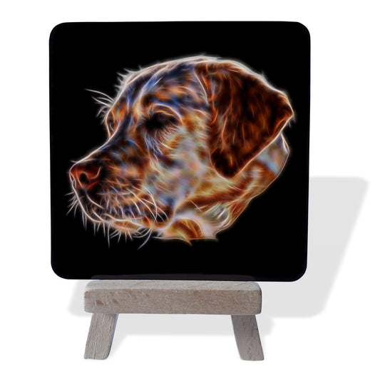 Labrador Dog Metal Plaque and Mini Easel with Stunning Fractal Art Design.
