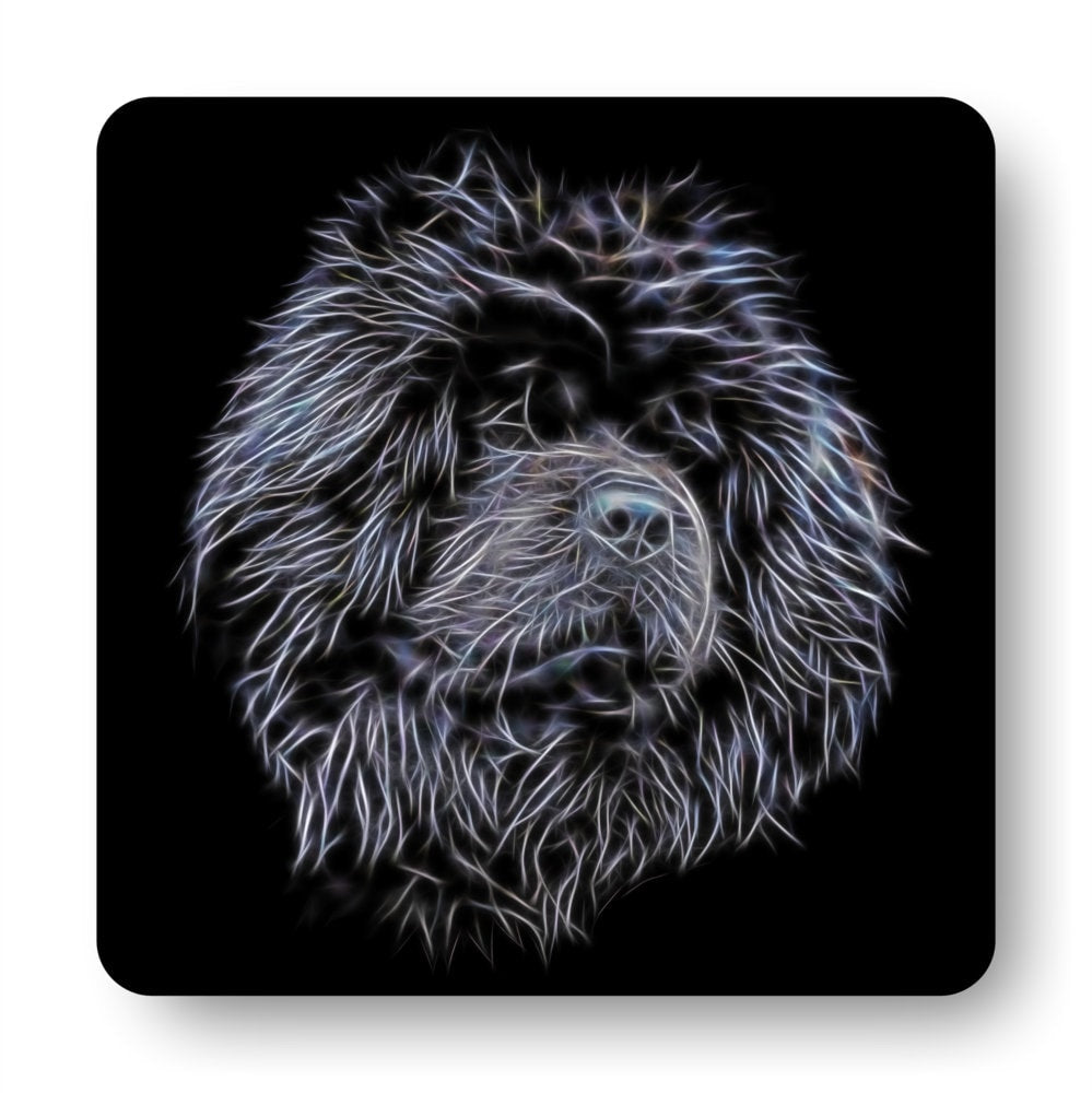Black Chow Chow Coasters with Fractal Art Design