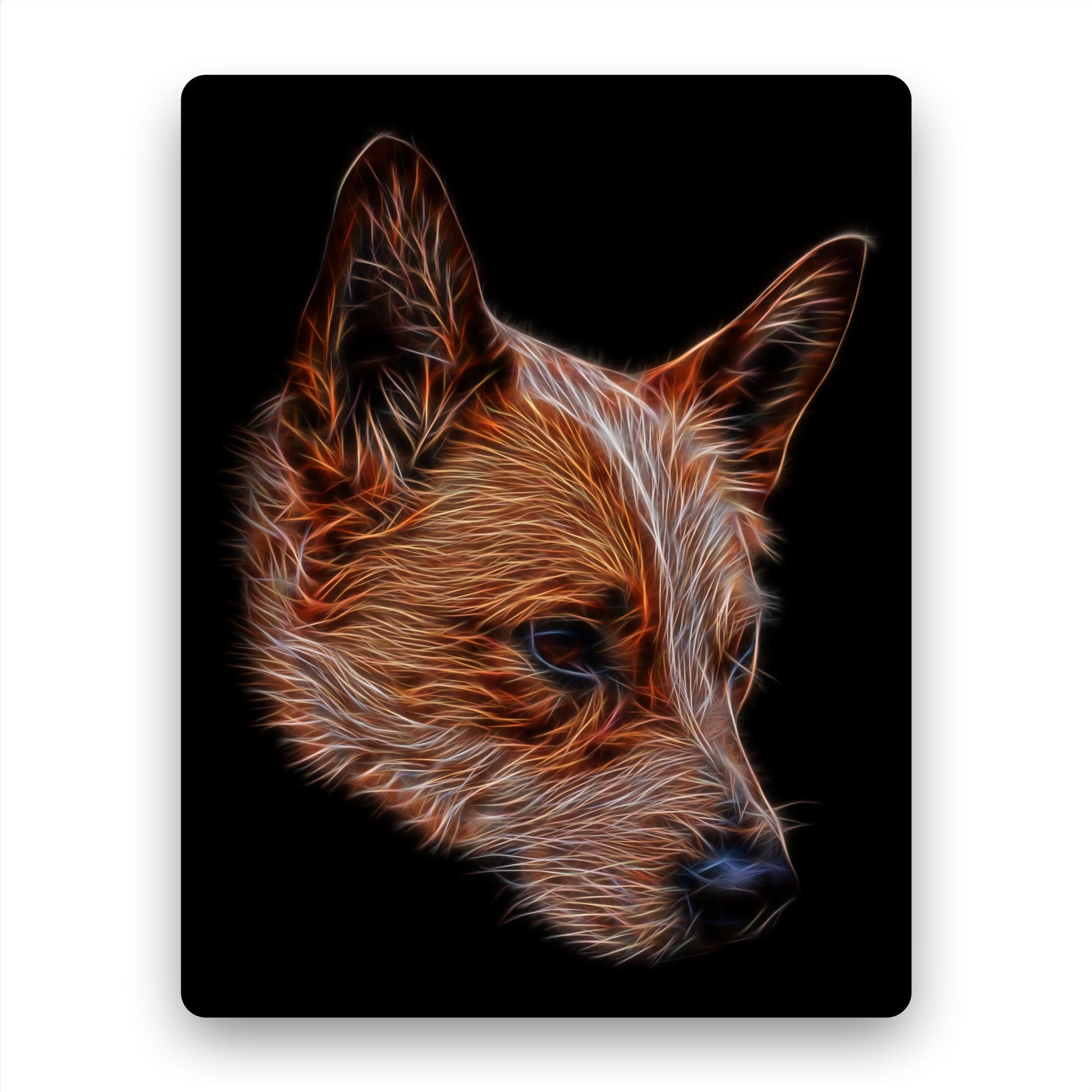 Australian Cattle Dog - Red Heeler Metal Wall Plaque with Fractal Art Design, Perfect Cattle Dog Owner Gift.