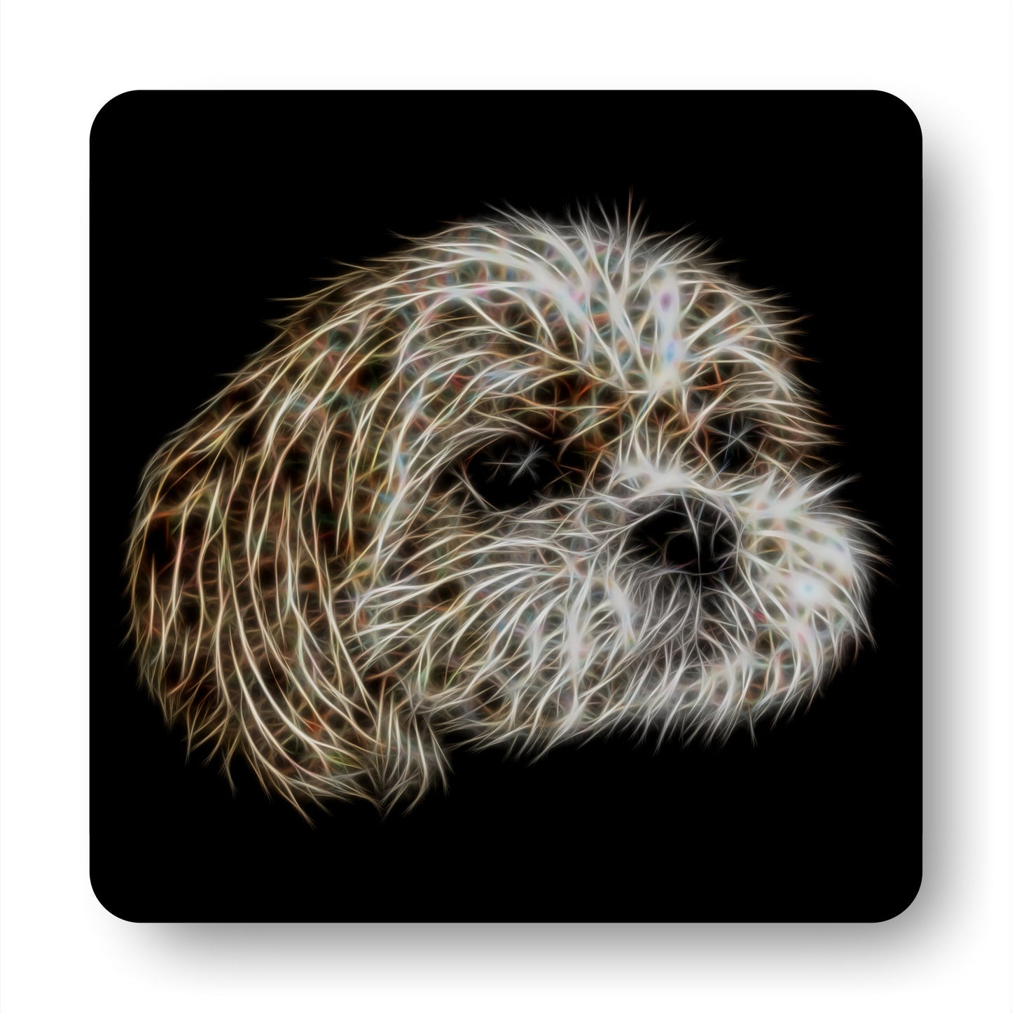 Shih Tzu Coasters, Set of 2, with Fractal Art Design, Perfect Shih Tzu Owner Gift