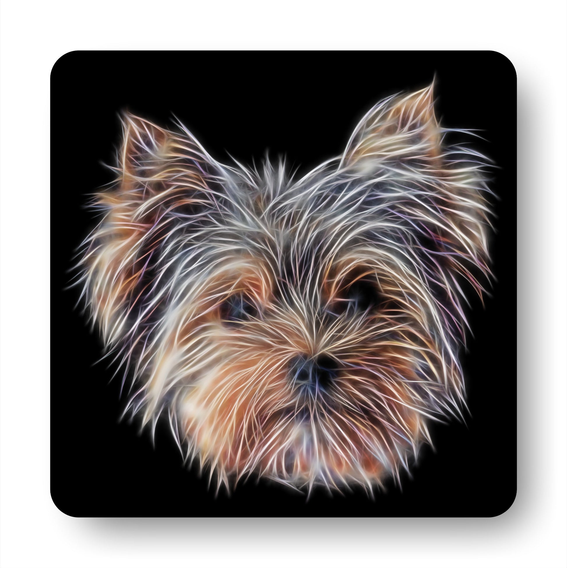 Yorkshire Terrier Coasters, Set of 2, with Stunning Fractal Art Design.