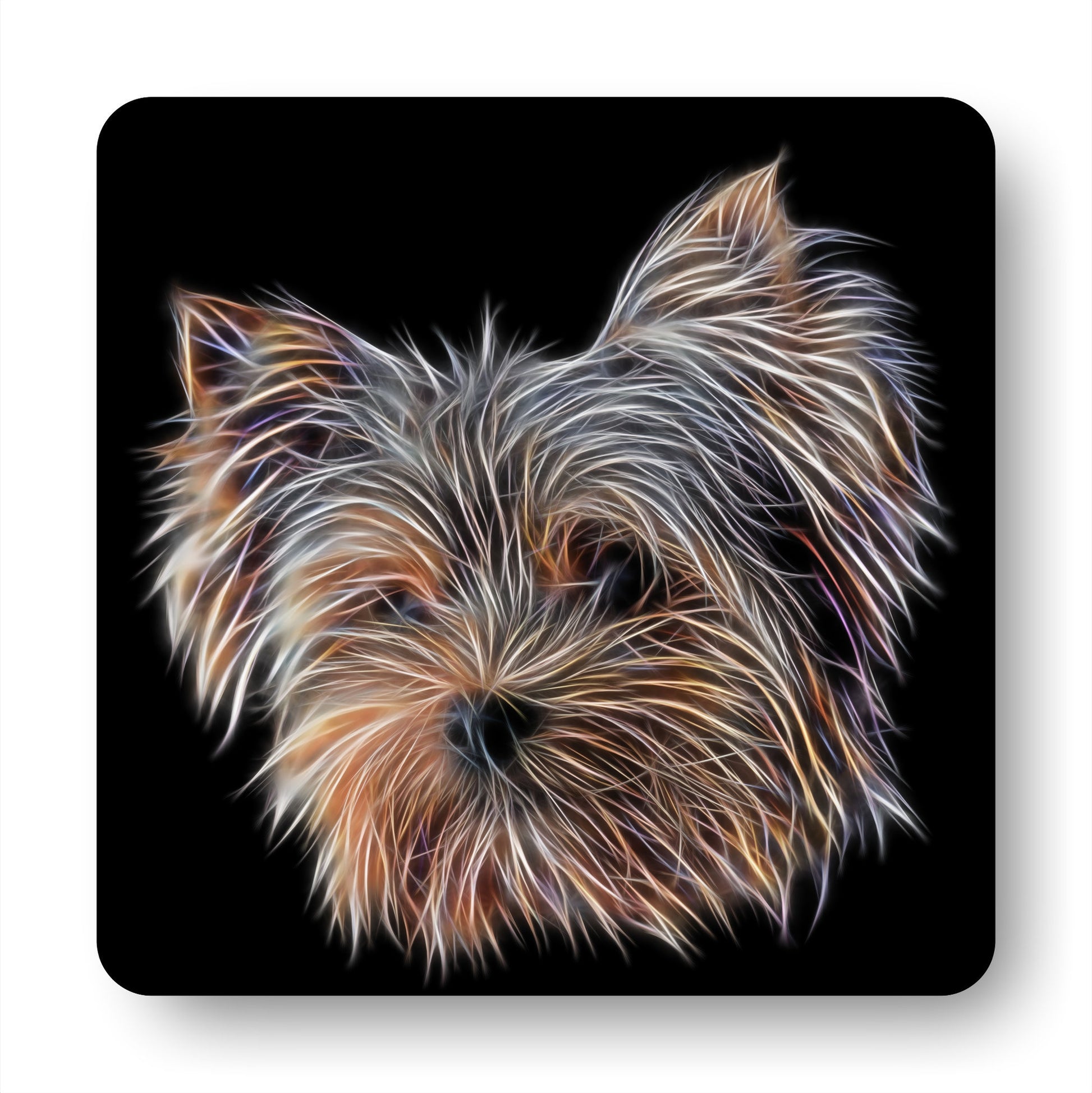 Yorkshire Terrier Coasters, Set of 2, with Stunning Fractal Art Design.