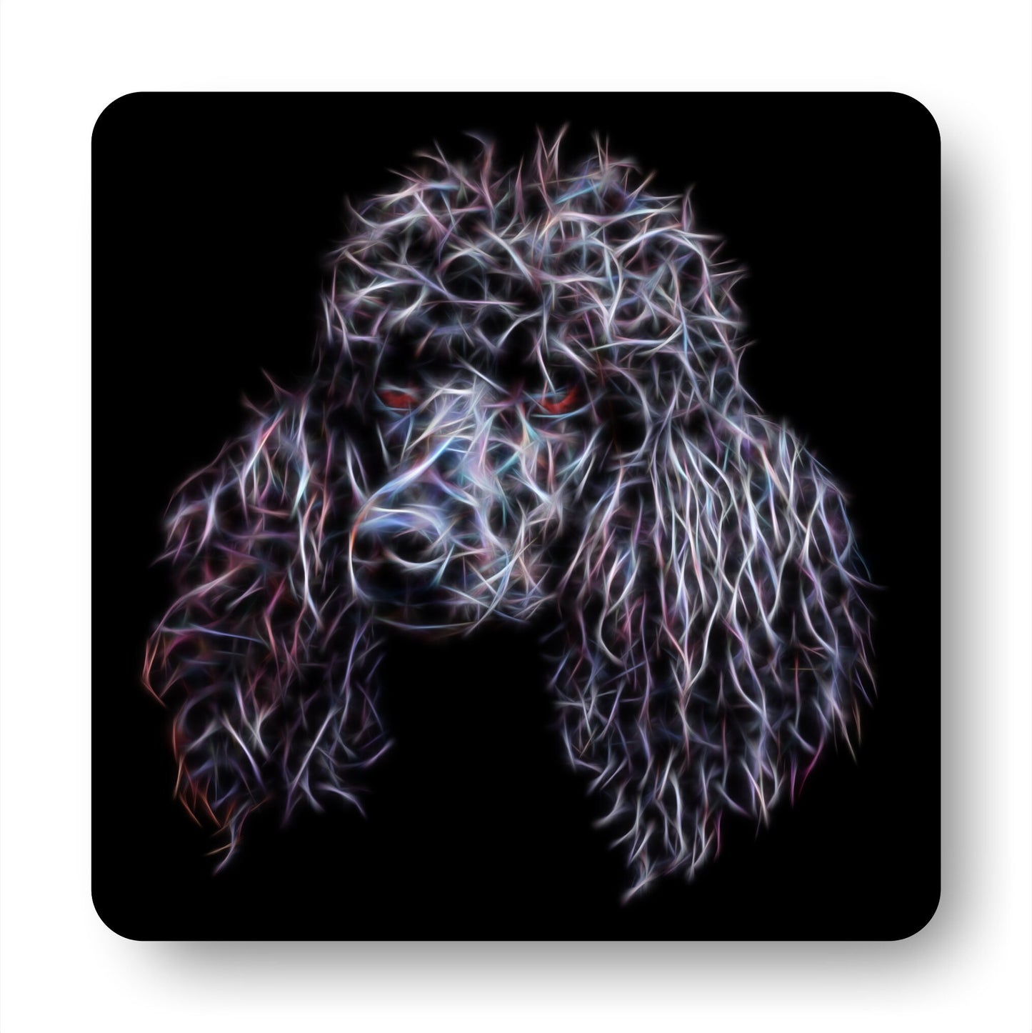Black Standard Poodle Coasters, Set of 2, with Stunning Fractal Art Design.