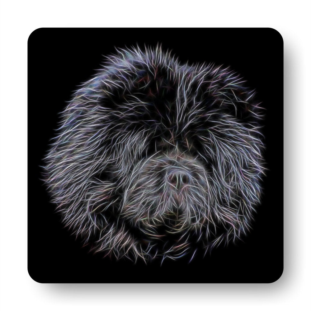 Black Chow Chow Coasters with Fractal Art Design