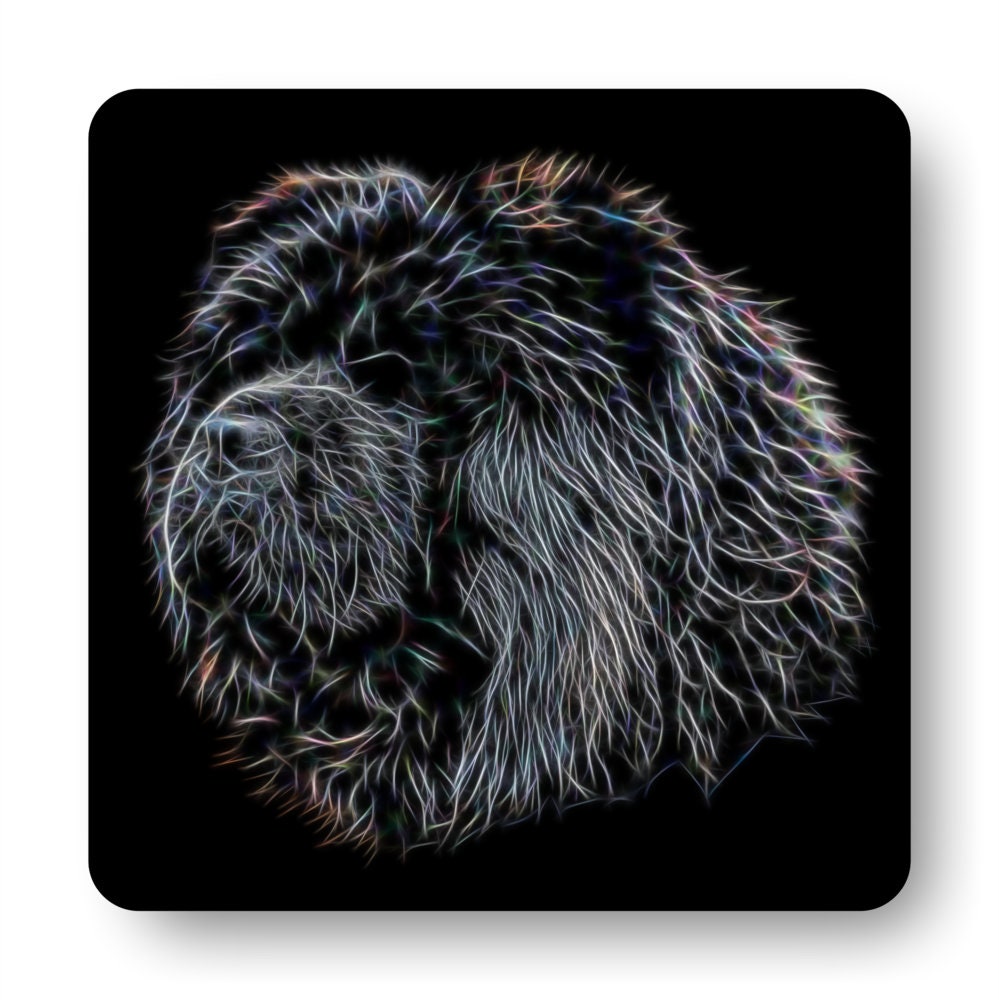 Black Chow Chow Coasters with Fractal Art Design