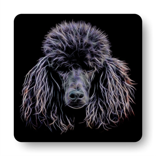 Black Standard Poodle Coasters, Set of 2, with Stunning Fractal Art Design.