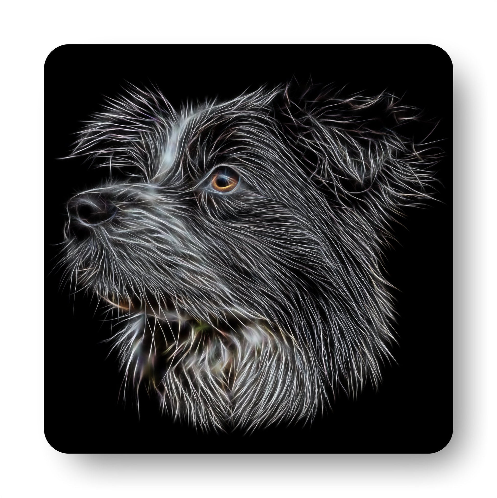 Border Collie Coasters, Set of 4, with Stunning Fractal Art Design. Perfect Border Collie Owner Gift.