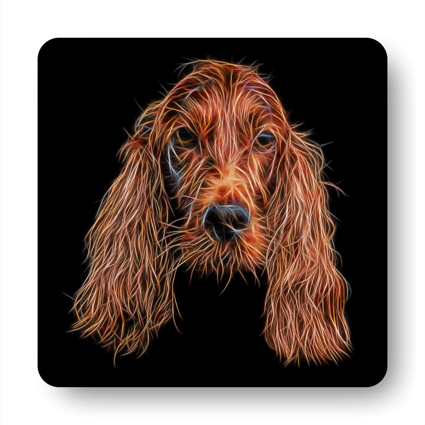 Irish Setter Coasters, Set of 2, with Stunning Fractal Art Design.