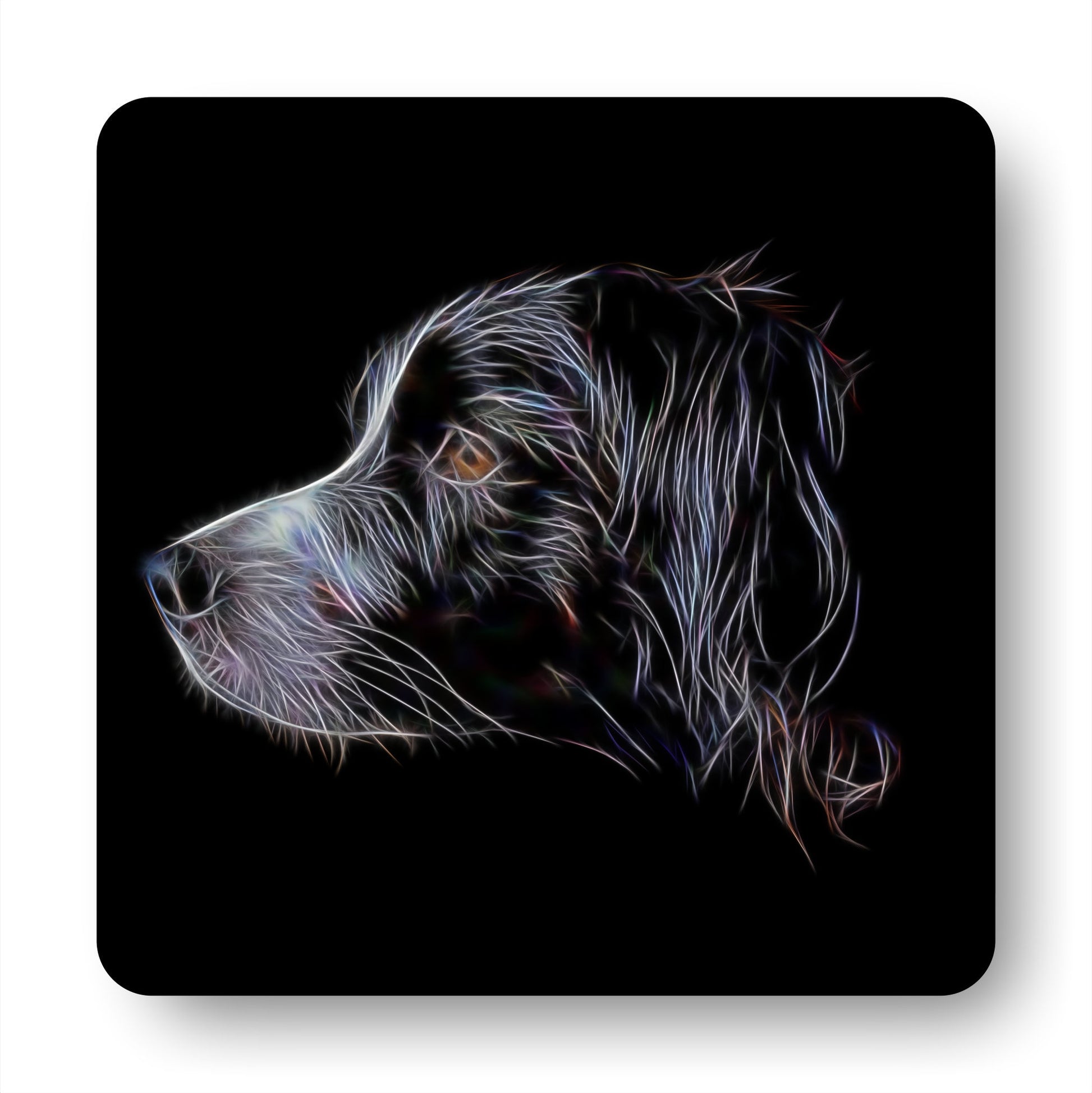 Sprollie Coasters, Set of 2, with Stunning Fractal Art Design. Perfect Dog Owner Gift.