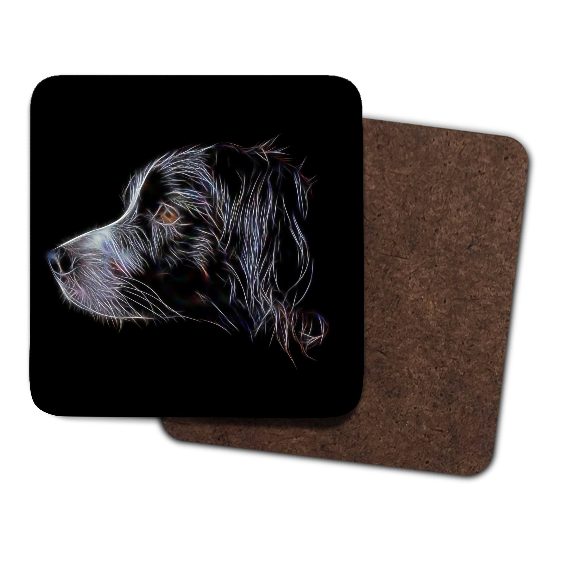 Sprollie Coasters, Set of 2, with Stunning Fractal Art Design. Perfect Dog Owner Gift.