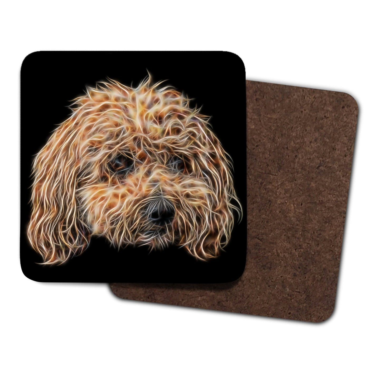 Poochon Coasters, Set of 2, with Stunning Fractal Art Design.