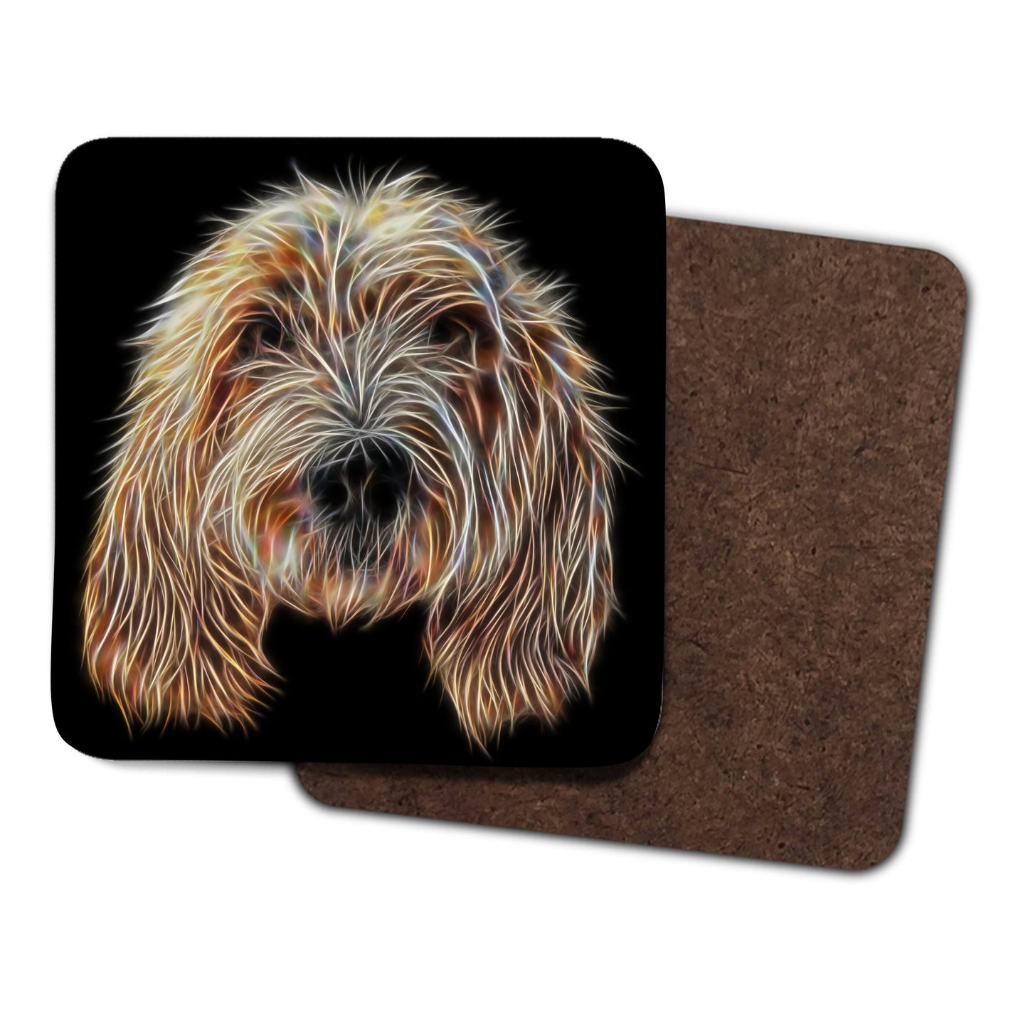 Basset Griffon Vendeen Coasters with Stunning Fractal Art Design. Perfect Dog Owner Gift.