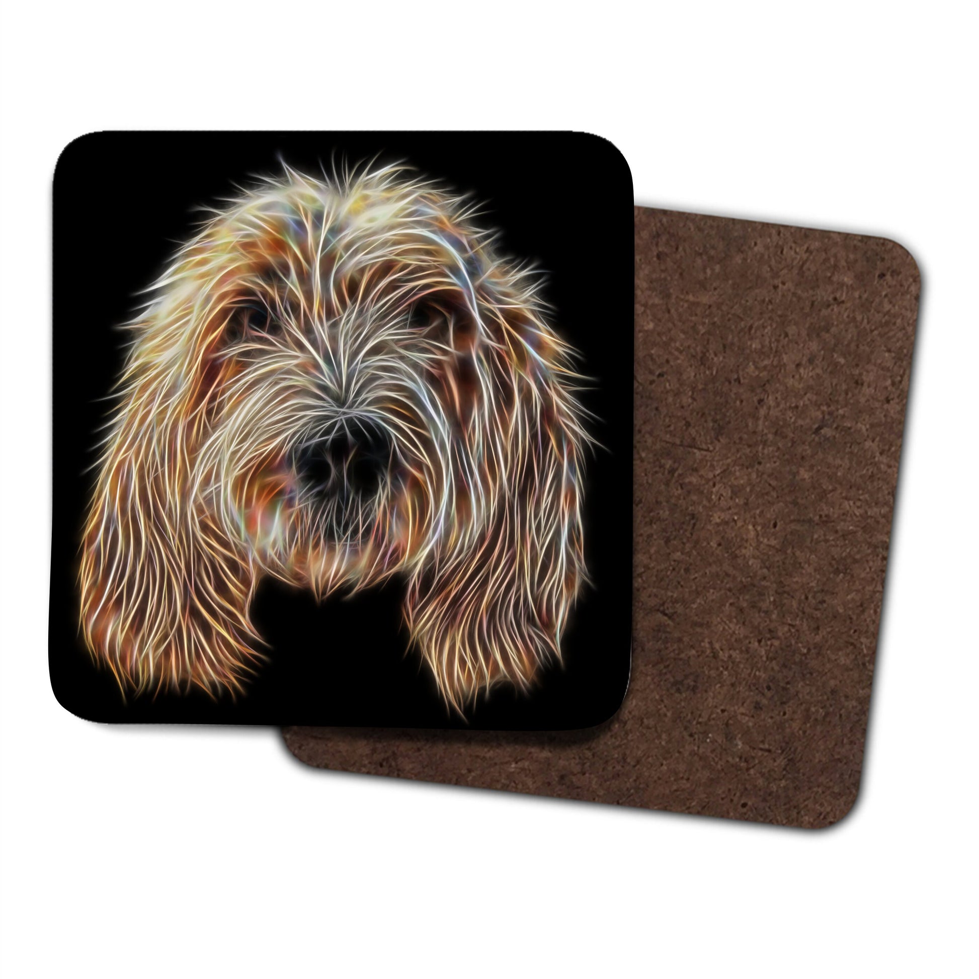 Basset Griffon Vendeen Coasters with Stunning Fractal Art Design. Perfect Dog Owner Gift.