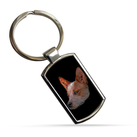 Australian Cattle Dog - Red Heeler Keychain with Stunning Fractal Art Design. A Perfect Gift for Dog Lover.