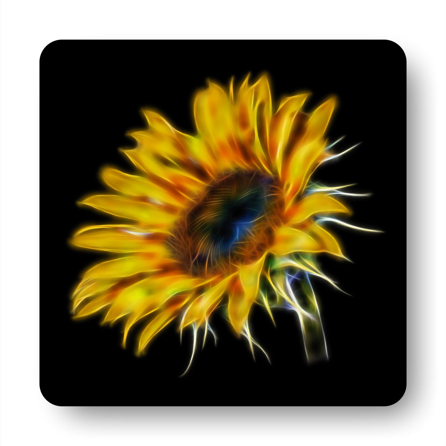 Sunflower Coasters with Stunning Fractal Art Design.