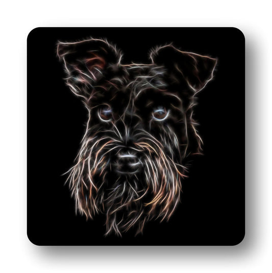 Black Schnauzer Coasters with Stunning Fractal Art Design. Schnauzer Owner Gift