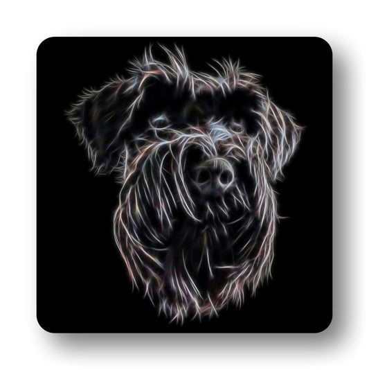 Black Schnauzer Coasters with Stunning Fractal Art Design. Schnauzer Owner Gift
