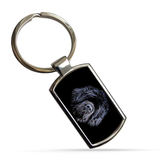 Black Newfoundland Dog Metal Rectangle Keyring