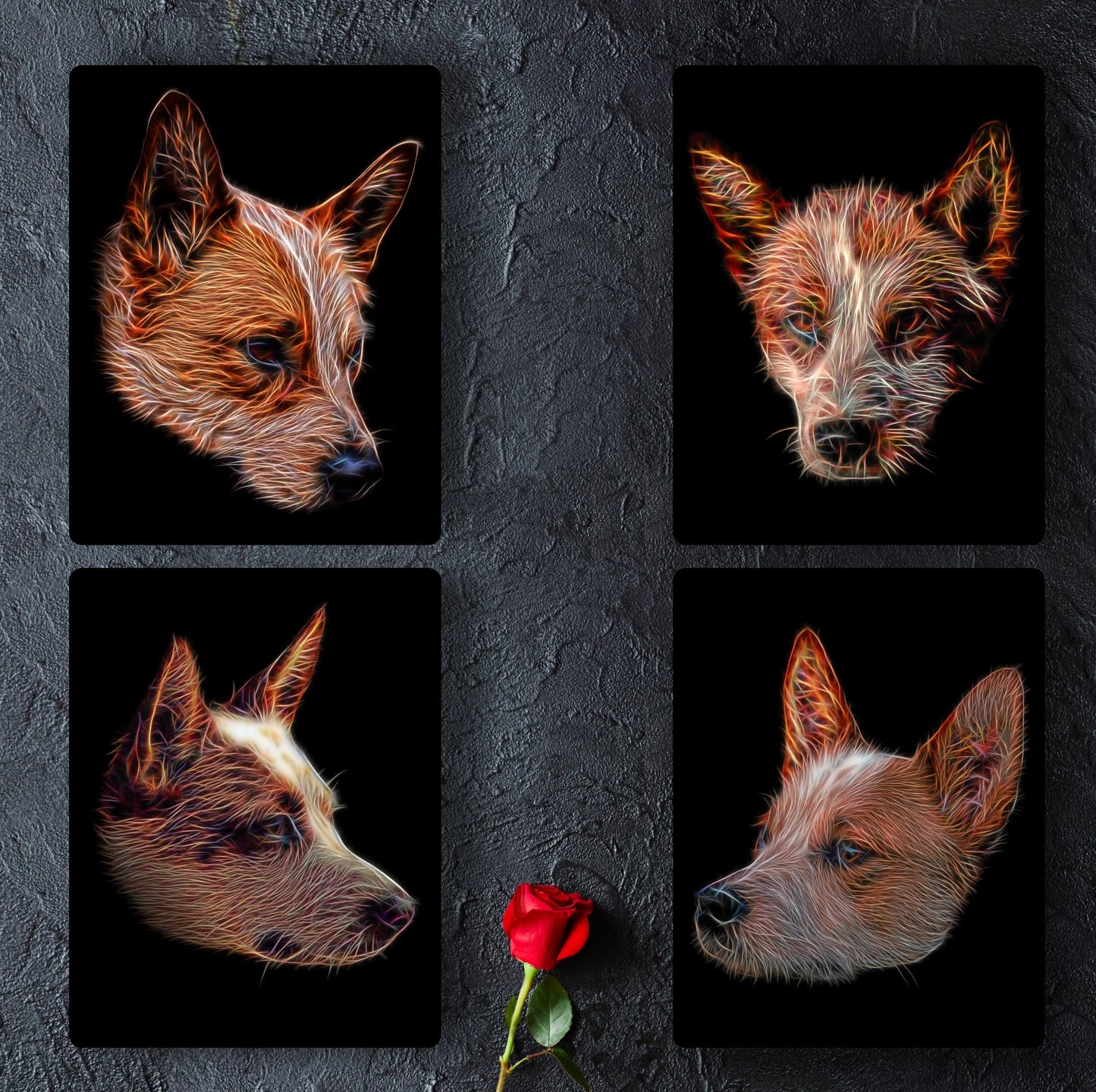 Australian Cattle Dog - Red Heeler Metal Wall Plaque with Fractal Art Design, Perfect Cattle Dog Owner Gift.