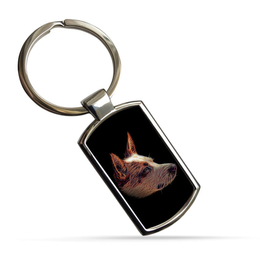 Australian Cattle Dog - Red Heeler Keychain with Stunning Fractal Art Design. A Perfect Gift for Dog Lover.