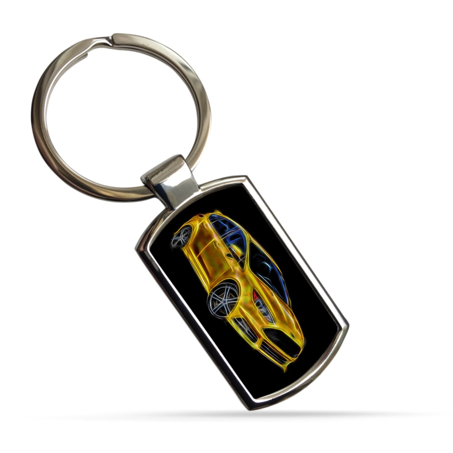 Ford Focus ST Car Metal Keychain with Stunning Fractal Art Design. More Colours Available.