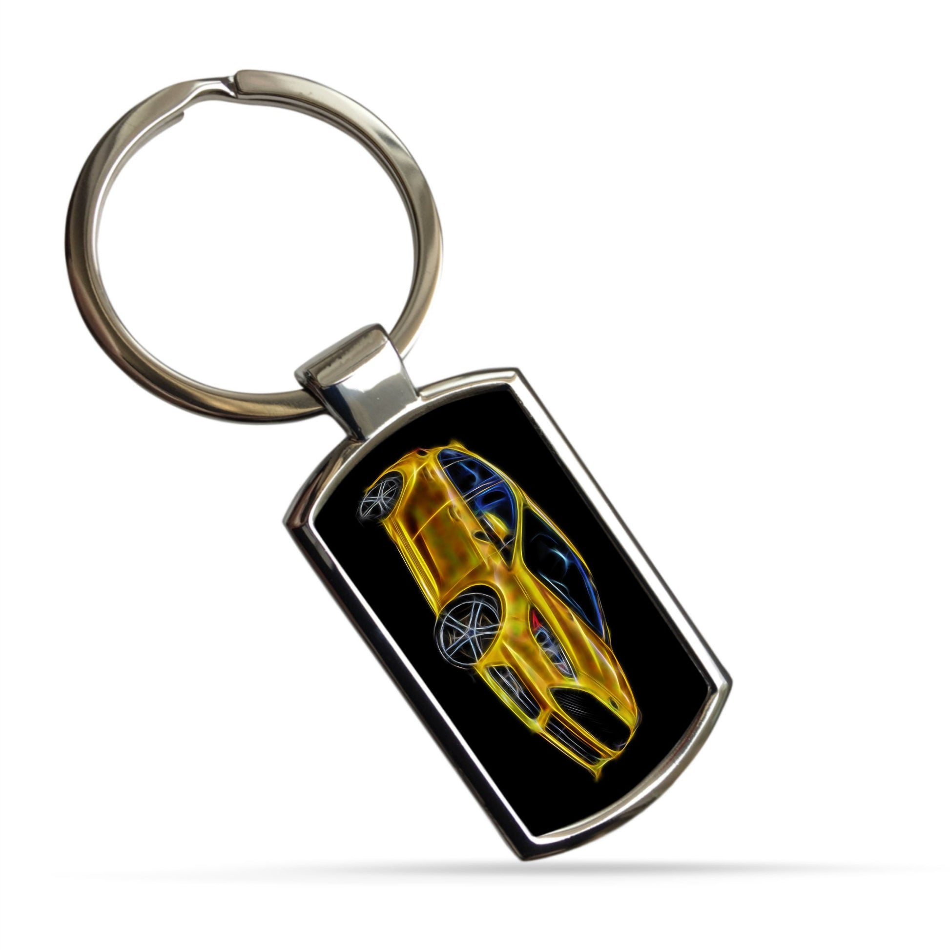 Ford Focus ST Car Metal Keychain with Stunning Fractal Art Design. More Colours Available.