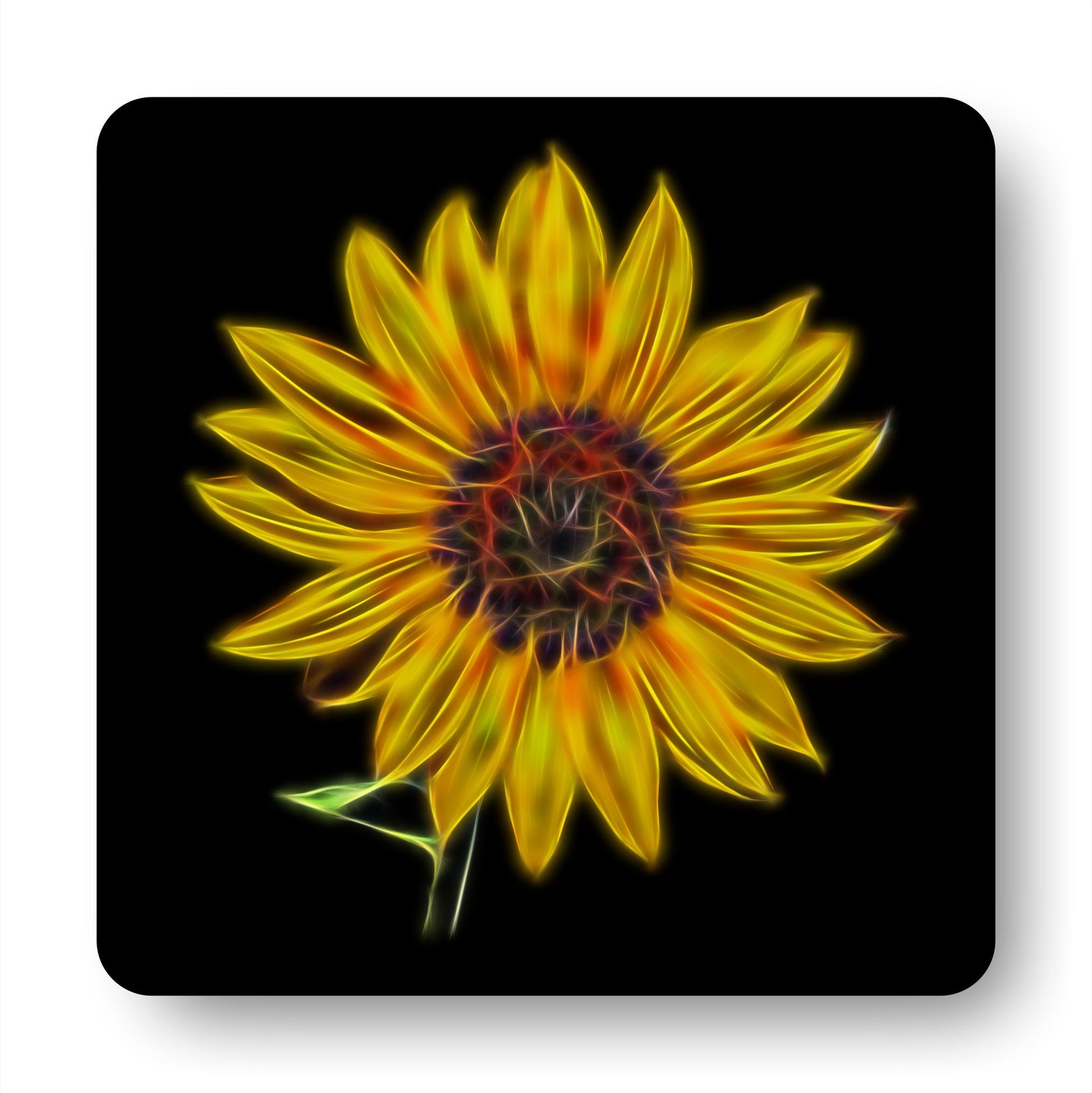 Sunflower Coasters with Stunning Fractal Art Design.