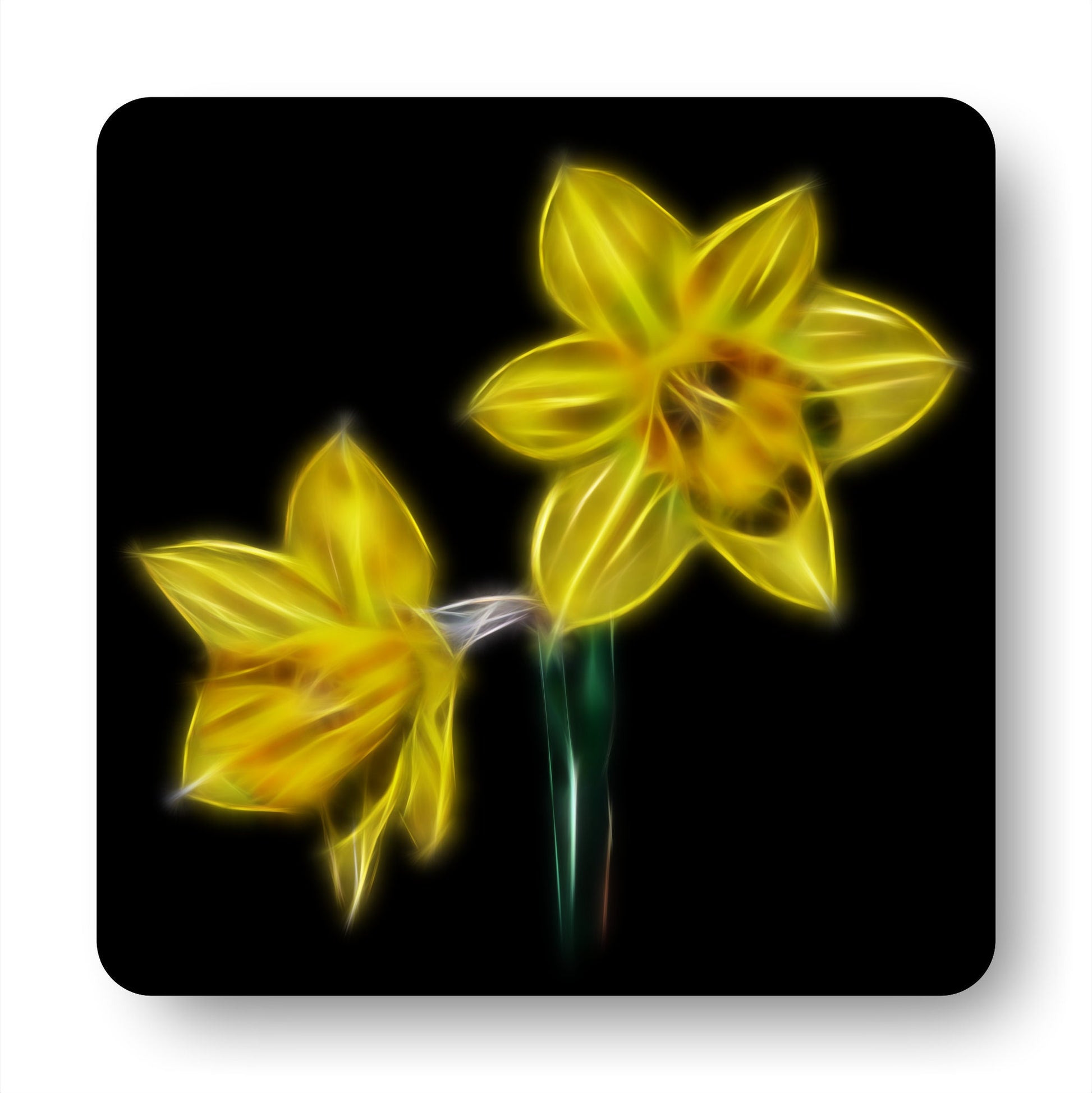 Daffodil Coasters with Stunning Fractal Art Design.