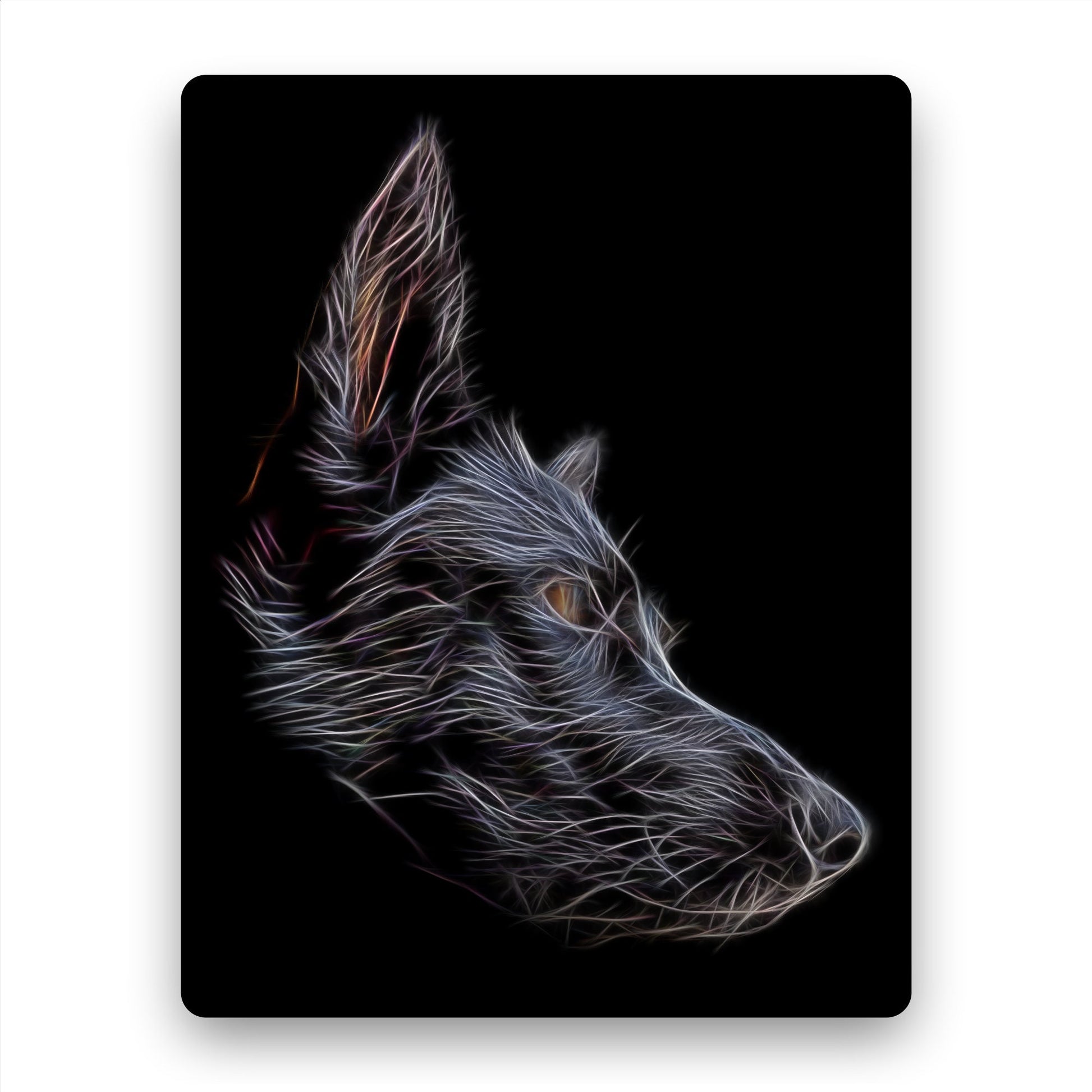 Black German Shepherd Metal Wall Plaque with Fractal Art Design, Perfect Dog Owner Gift.