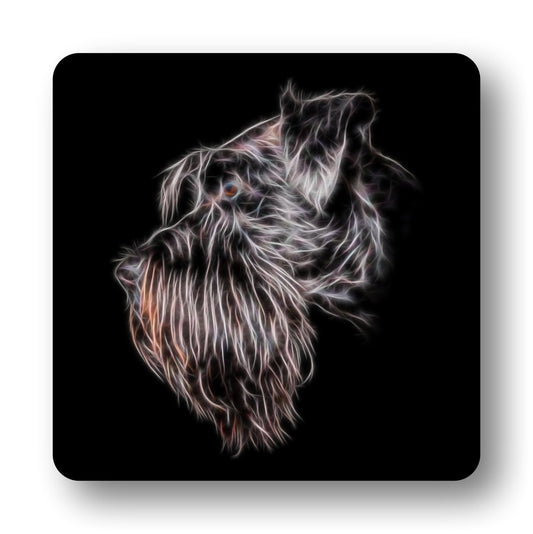 Black Schnauzer Coasters with Stunning Fractal Art Design. Schnauzer Owner Gift