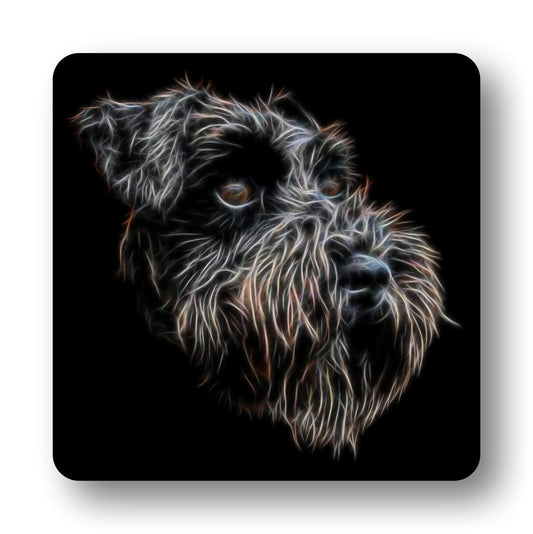Black Schnauzer Coasters with Stunning Fractal Art Design. Schnauzer Owner Gift