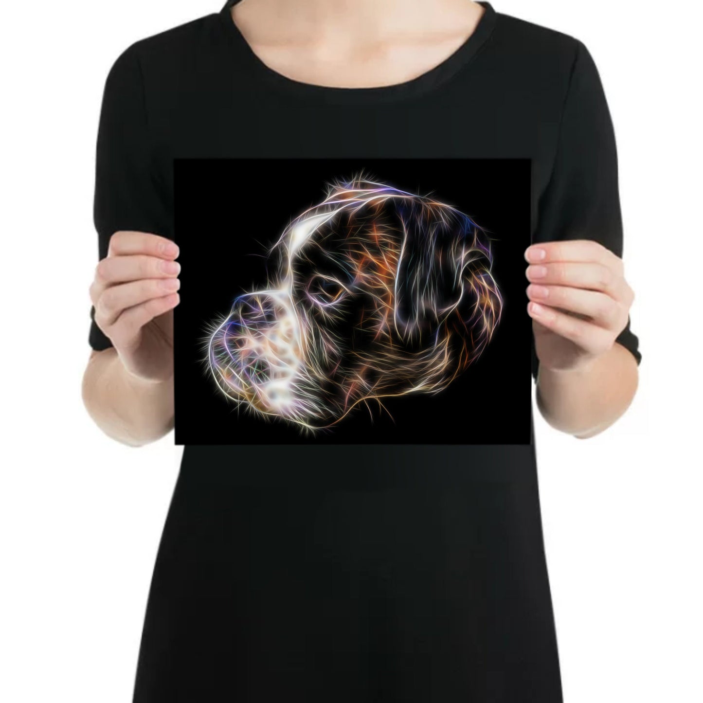 Boxer Dog Metal Wall Plaque with Stunning Fractal Art Design